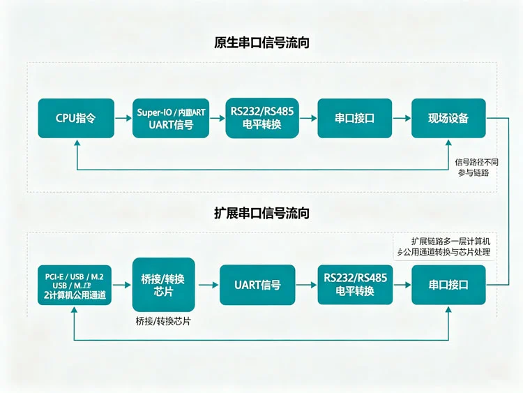 原生串口与扩展串口信号流向框图 原生串口与扩展串口信号流向框图