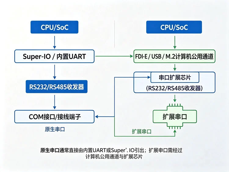 工控主板串口硬件架构对比图 工控主板串口硬件架构对比图
