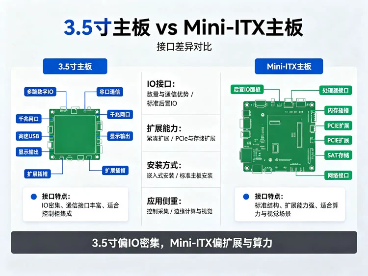 3.5寸主板与Mini-ITX主板的接口对比 3.5寸主板与Mini-ITX主板的接口对比
