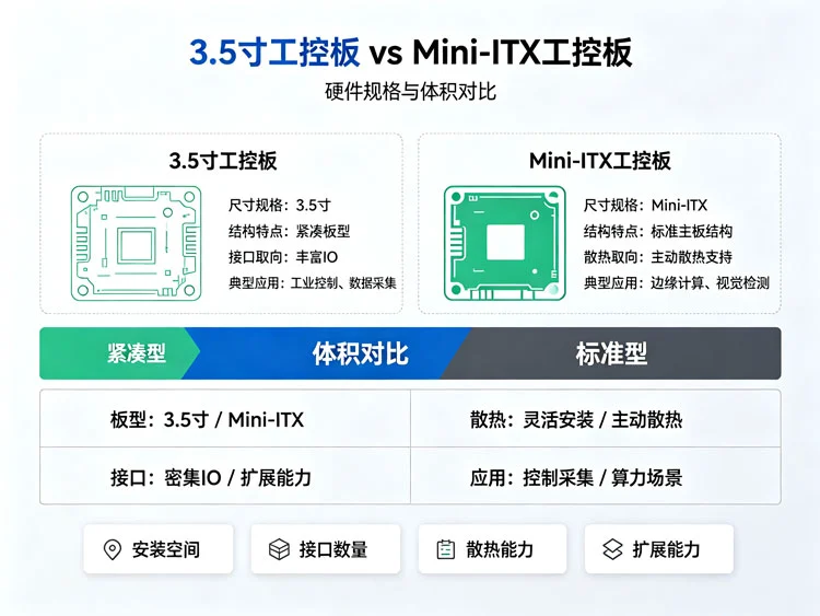 3.5寸工控板与Mini-ITX的硬件规格与体积对比 3.5寸工控板与Mini-ITX的硬件规格与体积对比