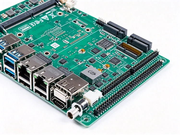 PRM-7610A 3.5寸工控主板串口接口微距特写 PRM-7610A 3.5寸工控主板串口接口微距特写